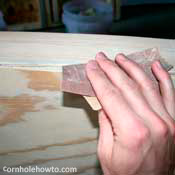 Sanding the edges.