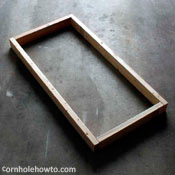 Finished frame for cornhole table.